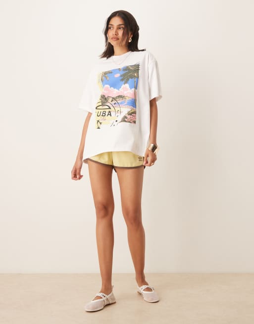 ASOS DESIGN - T-shirt oversize bianca con stampa di Cuba, 4 di 4