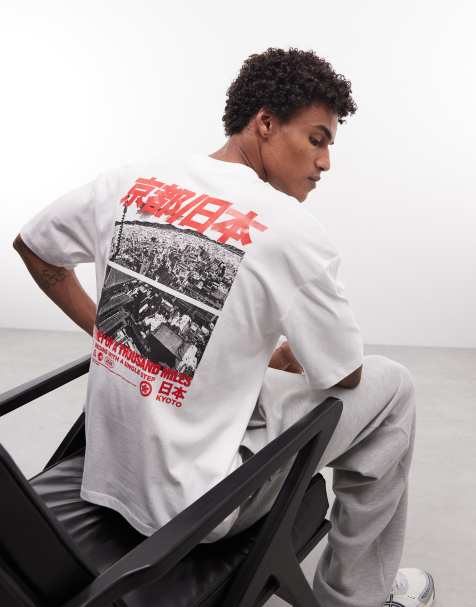 ASOS DESIGN - T-shirt oversize bianca con stampa di paesaggio lucida in rilievo - view 1