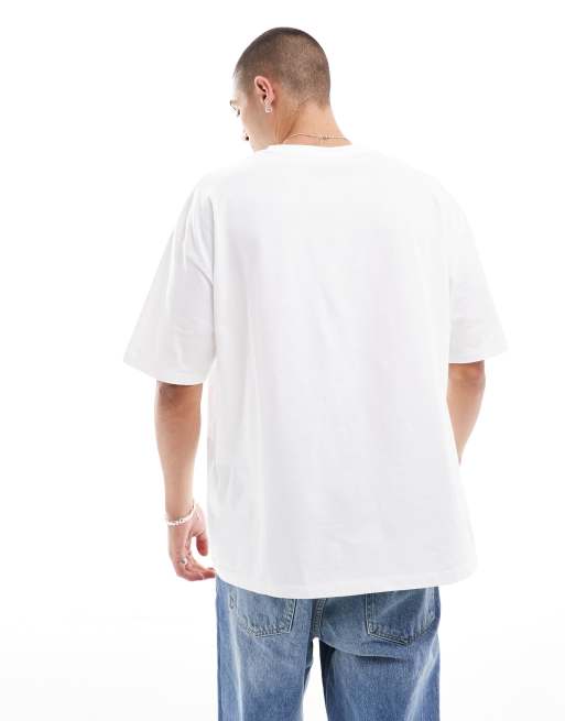 ASOS DESIGN - T-shirt oversize bianca con stampa di rosa sul petto, 4 di 4