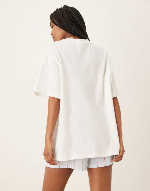 ASOS DESIGN - T-shirt oversize bianca con stampa “Golden Hour”, 3 di 4
