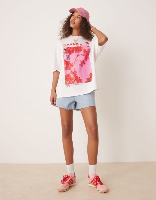 ASOS DESIGN - T-shirt oversize bianca con stampa grafica della Thailandia, 2 di 4