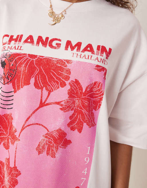 ASOS DESIGN - T-shirt oversize bianca con stampa grafica della Thailandia, 3 di 4