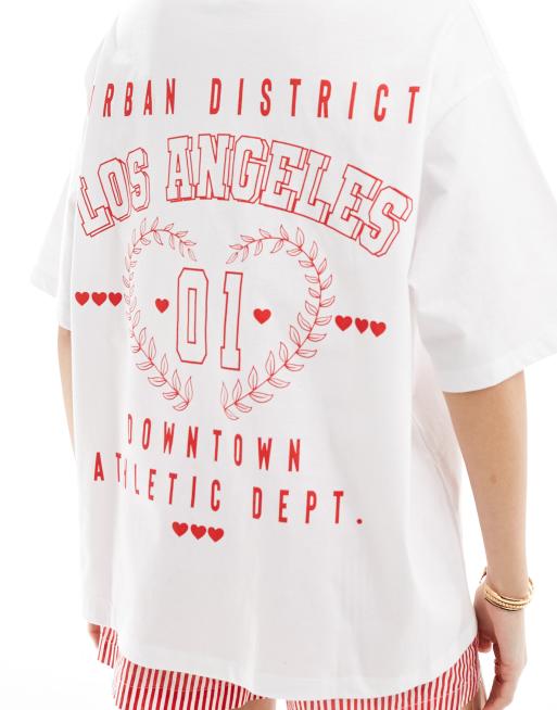 ASOS DESIGN - T-shirt oversize bianca con stampa grafica "Urban District LA", 3 di 4
