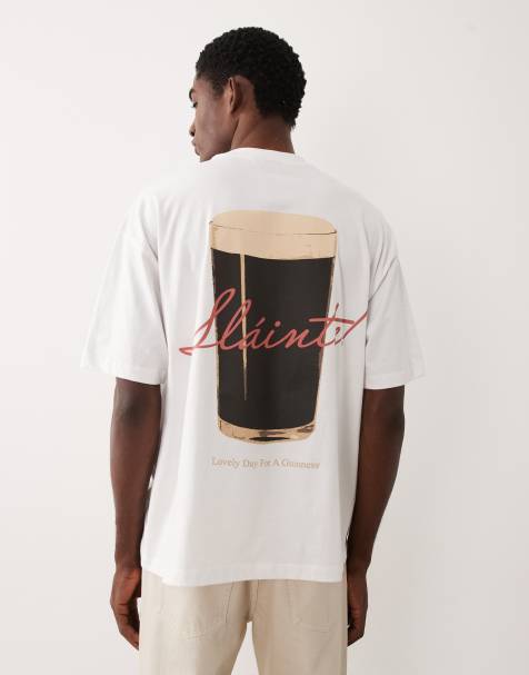 ASOS DESIGN - T-shirt oversize bianca con stampa Guinness - view 1