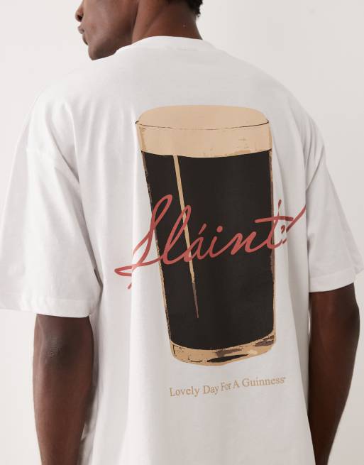 ASOS DESIGN - T-shirt oversize bianca con stampa Guinness, 5 di 5