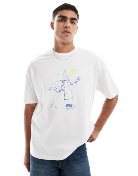 ASOS DESIGN - T-shirt oversize bianca con stampa sul davanti - view 1