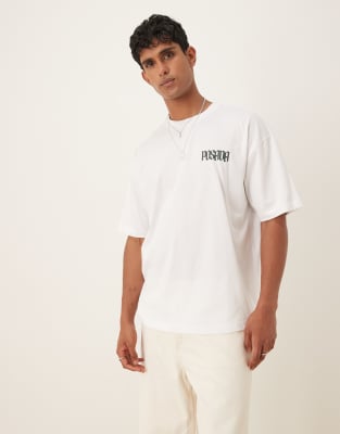 ASOS DESIGN - T-shirt oversize bianca con stampa sul petto - view 1
