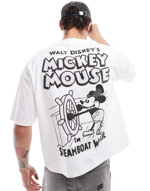 ASOS DESIGN - T-shirt oversize bianca taglio squadrato con stampe di Topolino 