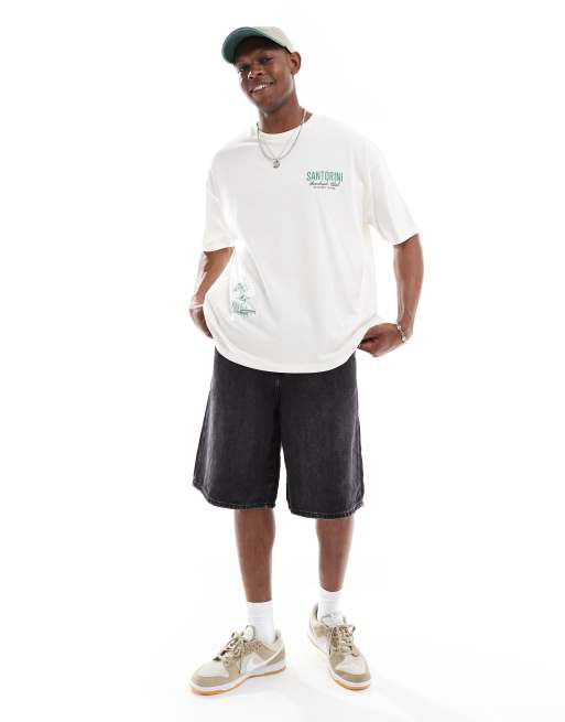 ASOS DESIGN - T-shirt oversize bianco sporco con grafica estiva, 2 di 4