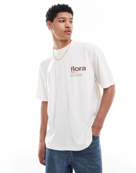 ASOS DESIGN - T-shirt oversize bianco sporco con grafica floreale - view 1