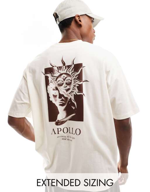 ASOS DESIGN - T-shirt oversize bianco sporco con stampa rinascimentale sul retro
