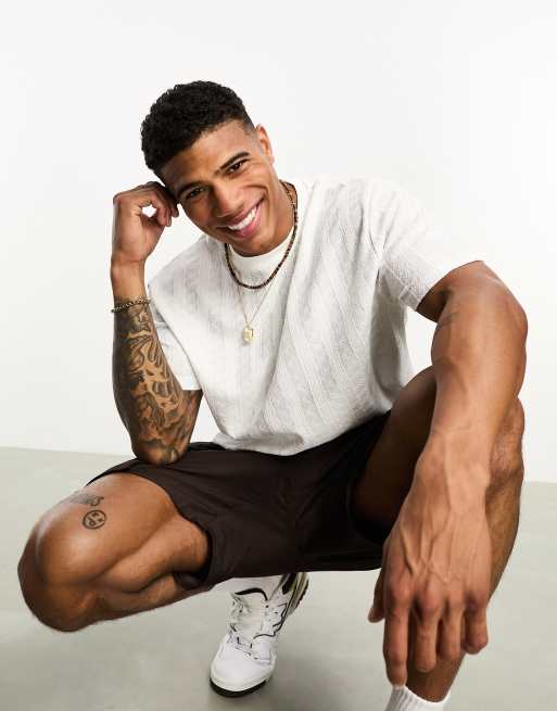 ASOS DESIGN - T-shirt oversize - Blanc texturé