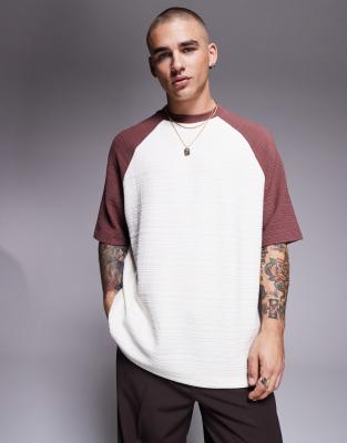 ASOS DESIGN - T-shirt oversize - Blanc texturé