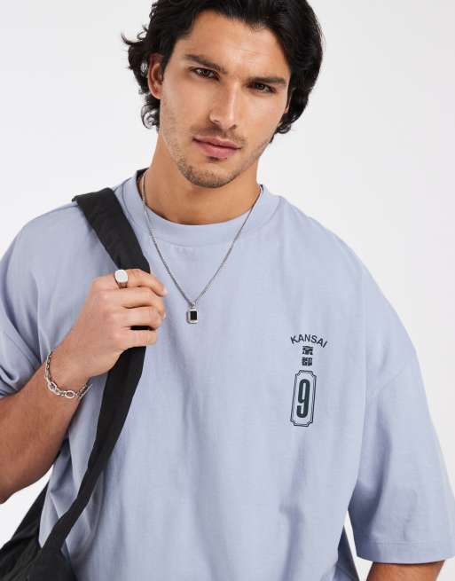 ASOS DESIGN - T-shirt oversize blu con grafica di drago, 2 di 5