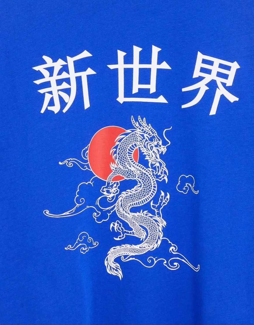 T-shirt oversize blu con stampa di drago davanti - ASOS DESIGN T-shirt donna  - immagine2