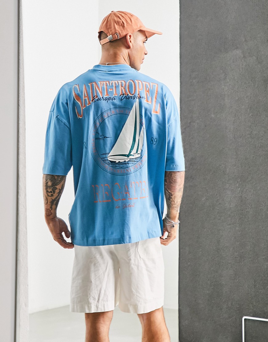 T-shirt oversize blu con stampa di regata sul retro - ASOS DESIGN T-shirt donna  - immagine2