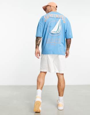 T-shirt oversize blu con stampa di regata sul retro - ASOS DESIGN T-shirt donna  - immagine1
