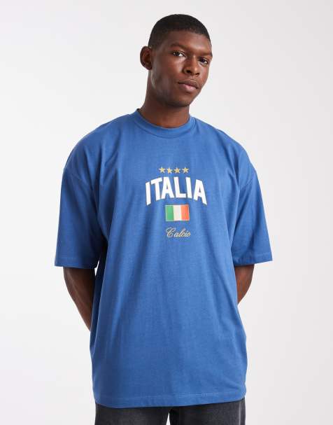 ASOS DESIGN - T-shirt oversize blu con stampa Italia - view 1