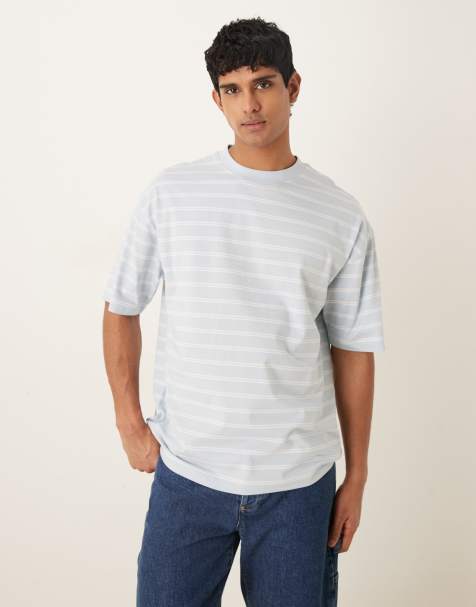 ASOS DESIGN - T-shirt oversize blu e bianca a righe - view 1