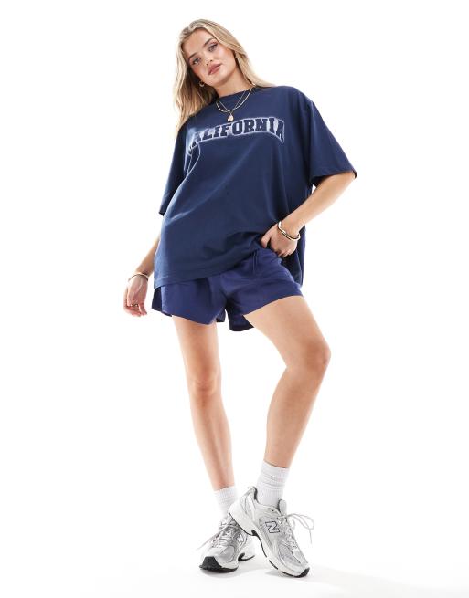 ASOS DESIGN - T-shirt oversize blu navy con grafica "California" effetto spray, 3 di 4