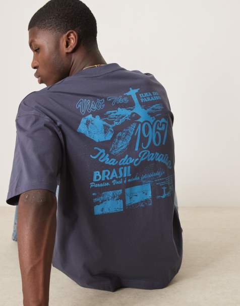 ASOS DESIGN - T-shirt oversize blu navy con grafica di città - view 1