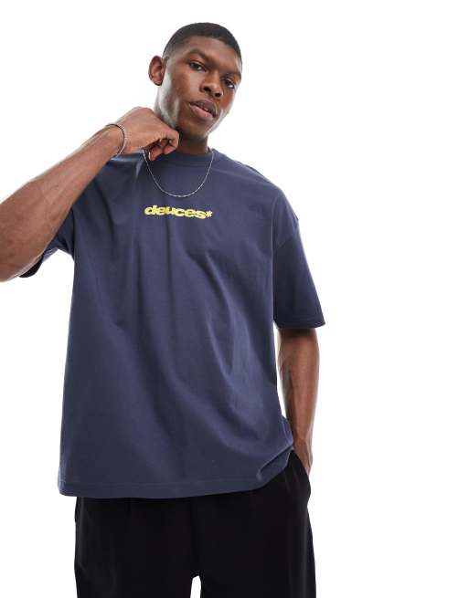 ASOS DESIGN - T-shirt oversize blu navy con grafica sportiva, 2 di 4
