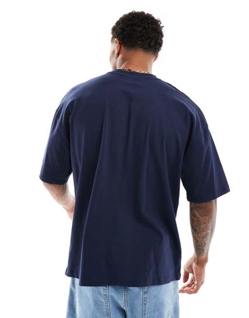 ASOS DESIGN T-shirt oversize blu navy con stampa 