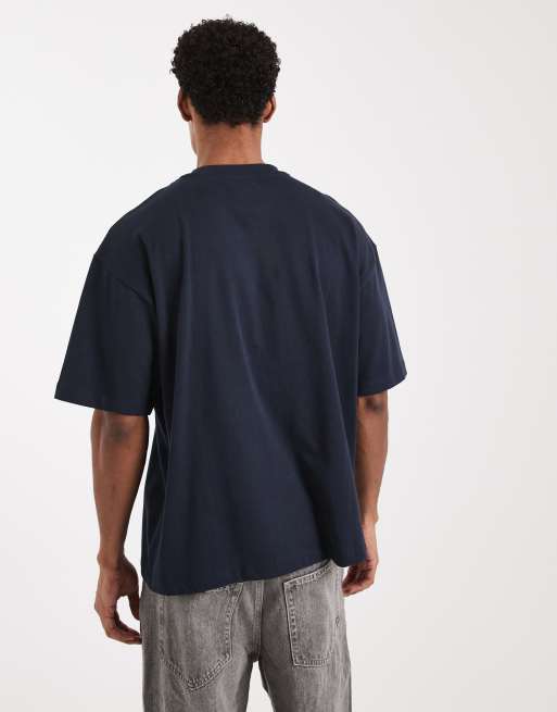 ASOS DESIGN - T-shirt oversize blu navy pesante squadrata, 5 di 5