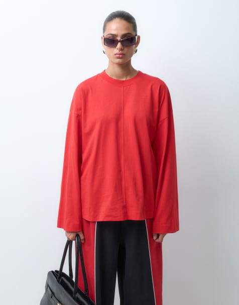 ASOS DESIGN t-shirt oversize col rond en coton rouge - view 1