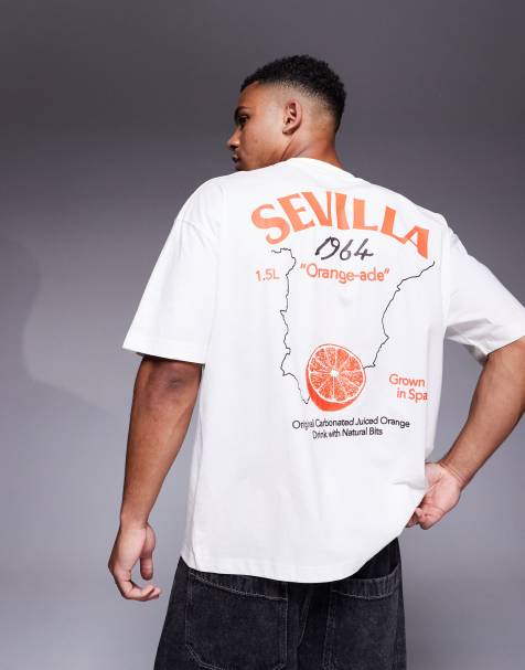 ASOS DESIGN - T-shirt oversize color bianco sporco con grafica di città - view 1