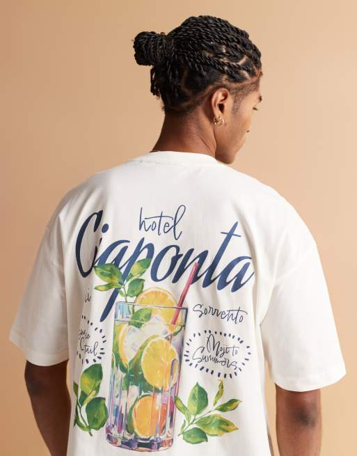 ASOS DESIGN - T-shirt oversize color bianco sporco con grafica 