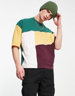 T-shirts et débardeurs T-shirt oversize color block avec liseré - Multicolore