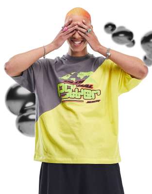 T-shirt oversize color block verde e grigia con stampa - ASOS DESIGN T-shirt donna  - immagine3