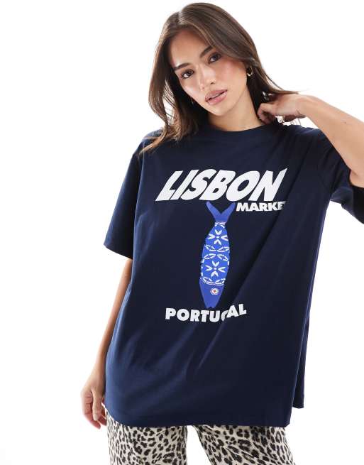 ASOS DESIGN - T-shirt oversize color blu navy con stampa grafica 