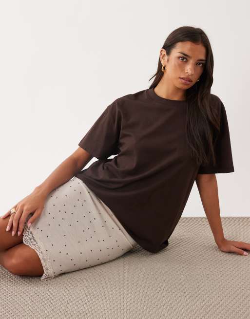 ASOS DESIGN t-shirt oversize color cioccolato