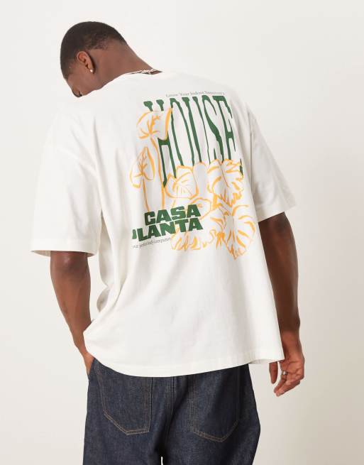 ASOS DESIGN - T-shirt oversize color crema con grafica a fiori