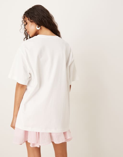 ASOS DESIGN - T-shirt oversize color crema con grafica American Diner, 4 di 4