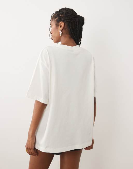 ASOS DESIGN - T-shirt oversize color crema con grafica astratta Le Palm, 4 di 4
