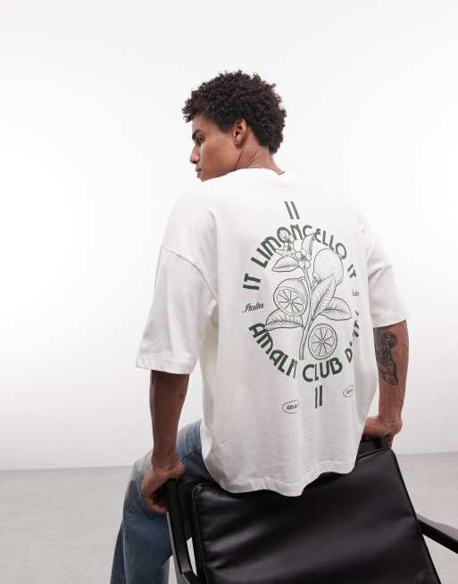 ASOS DESIGN - T-shirt oversize color crema con grafica limone