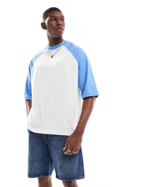 ASOS DESIGN - T-shirt oversize color crema con maniche raglan