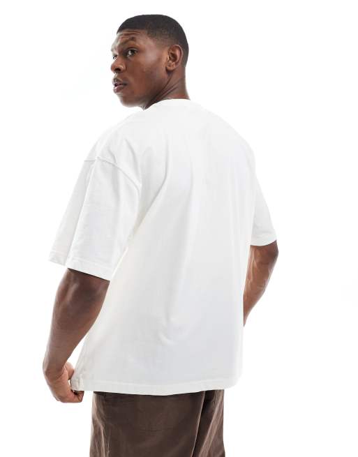 ASOS DESIGN - T-shirt oversize color crema con stampa sportiva, 4 di 4