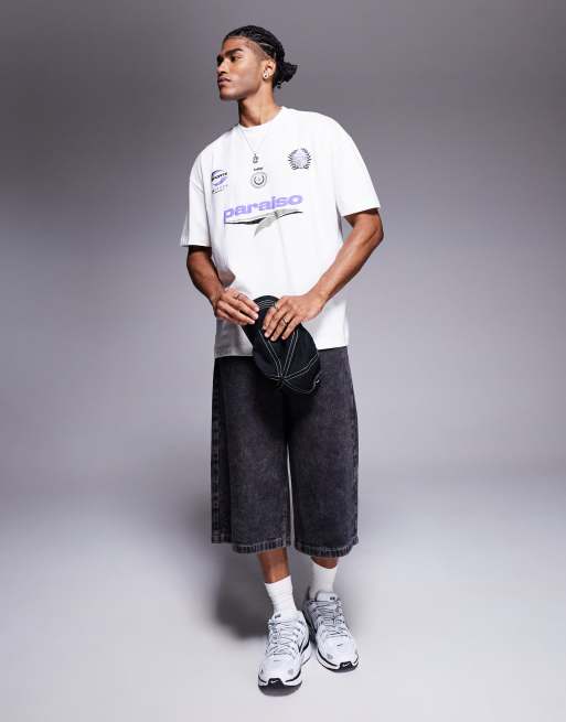 ASOS DESIGN - T-shirt oversize color crema con stampa sportiva , 2 di 4