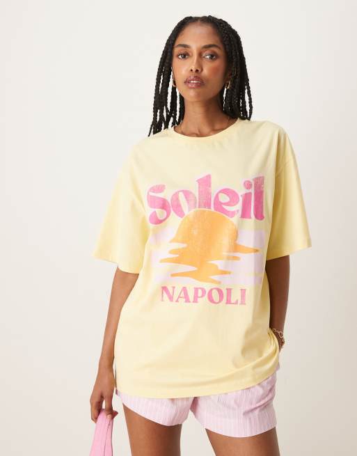 ASOS DESIGN - T-shirt oversize color latticello con grafica 