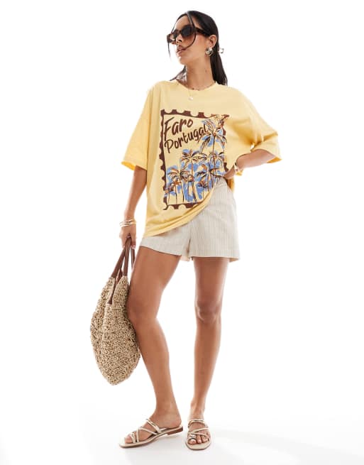 ASOS DESIGN - T-shirt oversize color latticello con grafica, 3 di 4