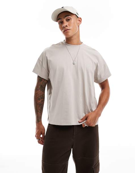 ASOS DESIGN - T-shirt oversize color pietra con maniche ad aletta - view 1