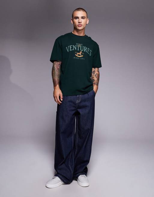 ASOS DESIGN - T-shirt oversize color verde scuro con stampa sul davanti, 4 di 5