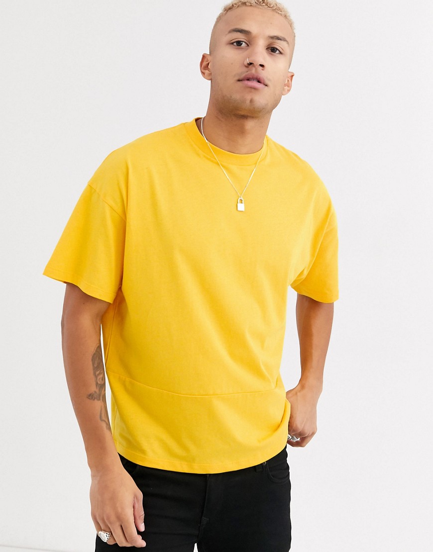 ASOS DESIGN - T-shirt oversize con cuciture gialla-Giallo