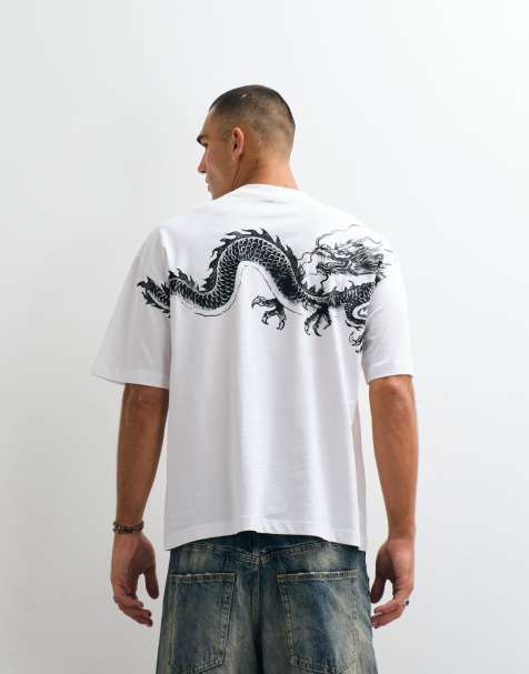 ASOS DESIGN t-shirt oversize con grafica drago bianca - view 1