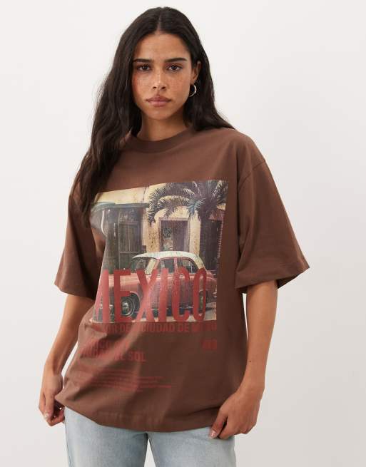 ASOS DESIGN T-shirt oversize con grafica fotografica Messico marrone, 2 di 4