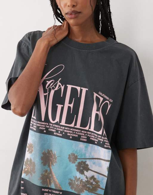 ASOS DESIGN t-shirt oversize con grafica palma Los Angles bianca, 3 di 4